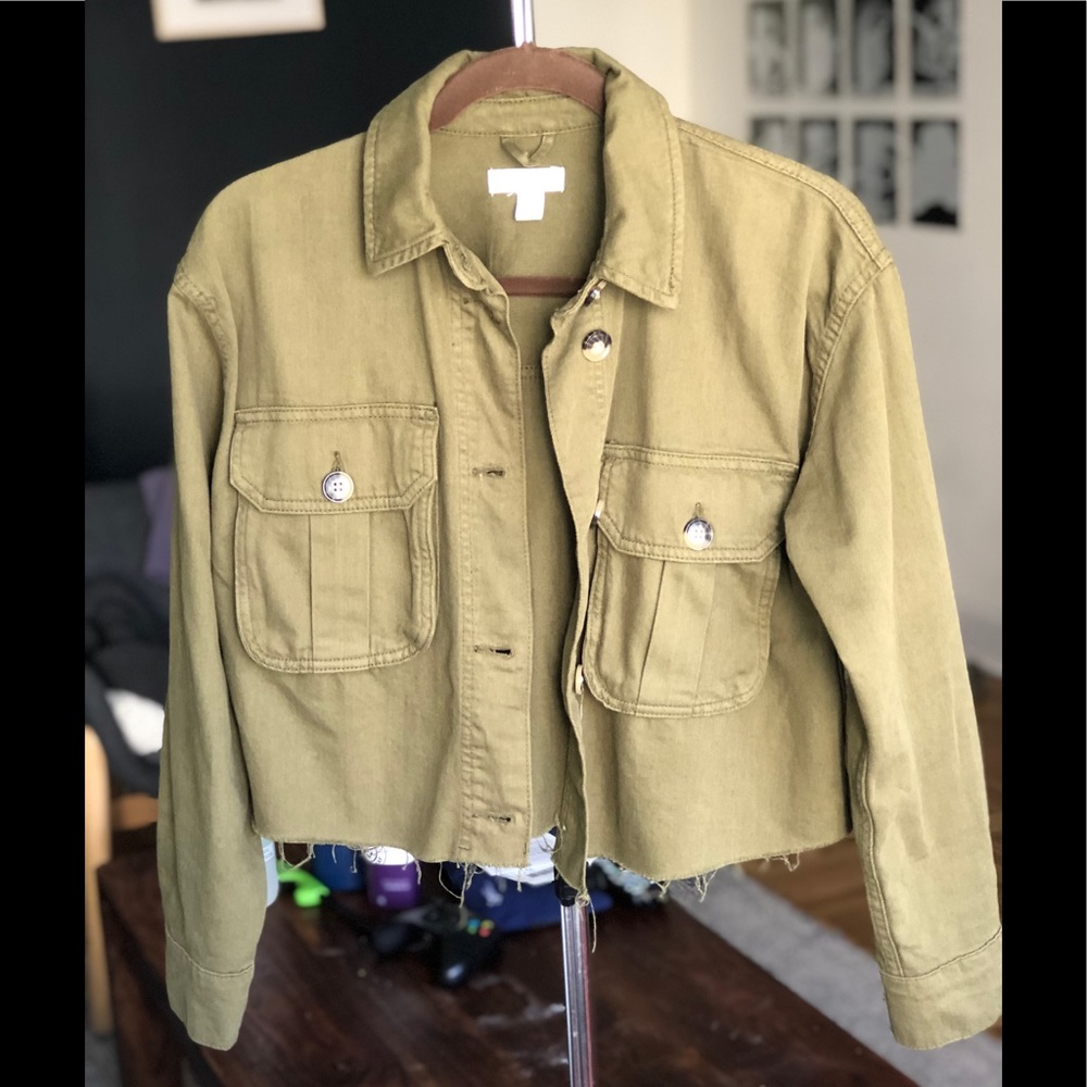 NWOT Topshop Cropped Shirt Utility Jacket - sz 0-2